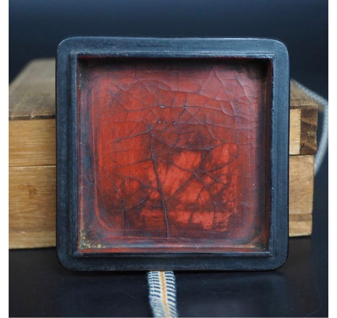 送料無料　時代物　螺鈿雲龍文香合　木箱付　茶道具華道具