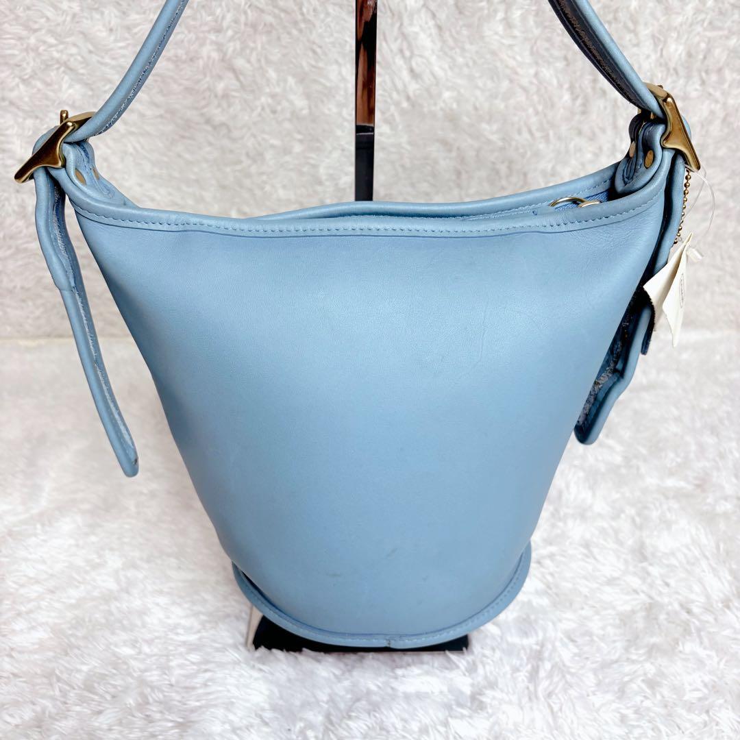 希少 タグ付 オールドコーチ バケツ型 USA製　ショルダーバッグ　ライトブルー