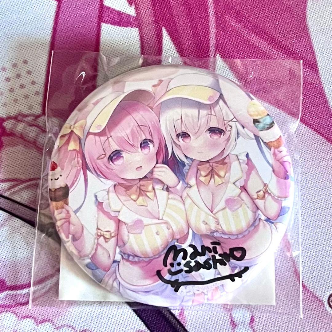 うさ城まに 直筆サイン入り 缶バッジ ブレンドリーム