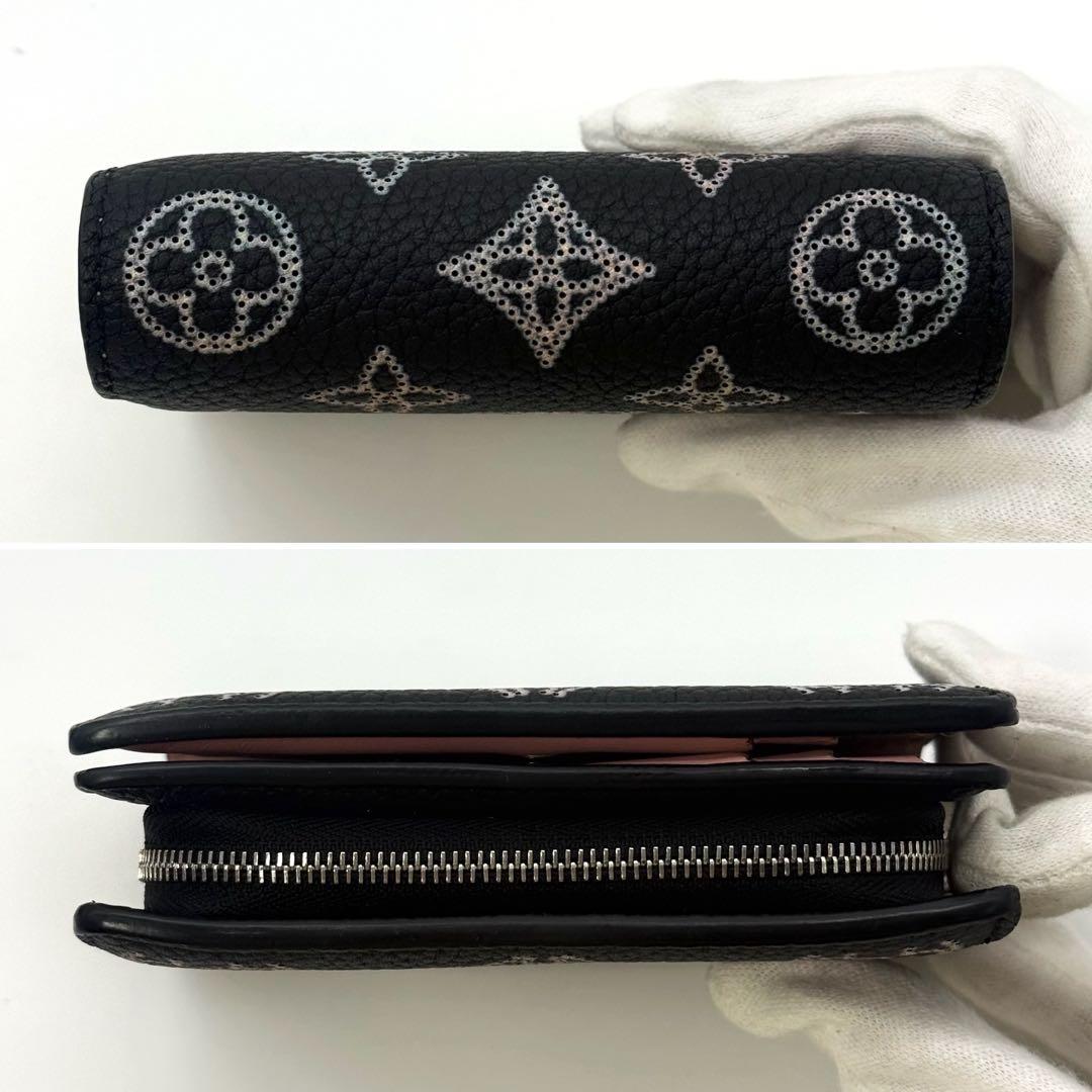 極美品 希少✨ルイヴィトン マヒナ フライトモード クレア 二つ折り財布黒ピンク