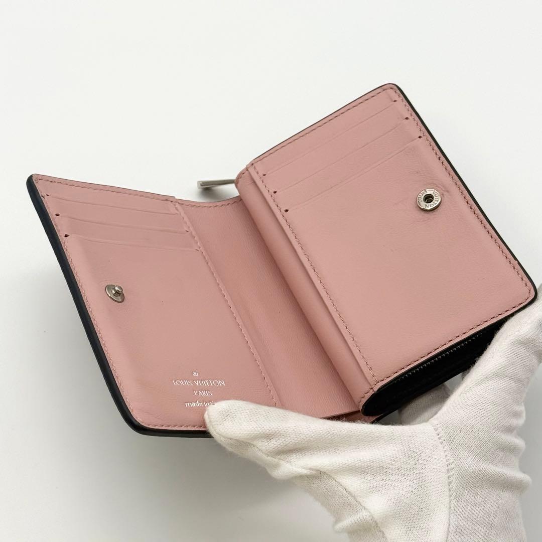 極美品 希少✨ルイヴィトン マヒナ フライトモード クレア 二つ折り財布黒ピンク