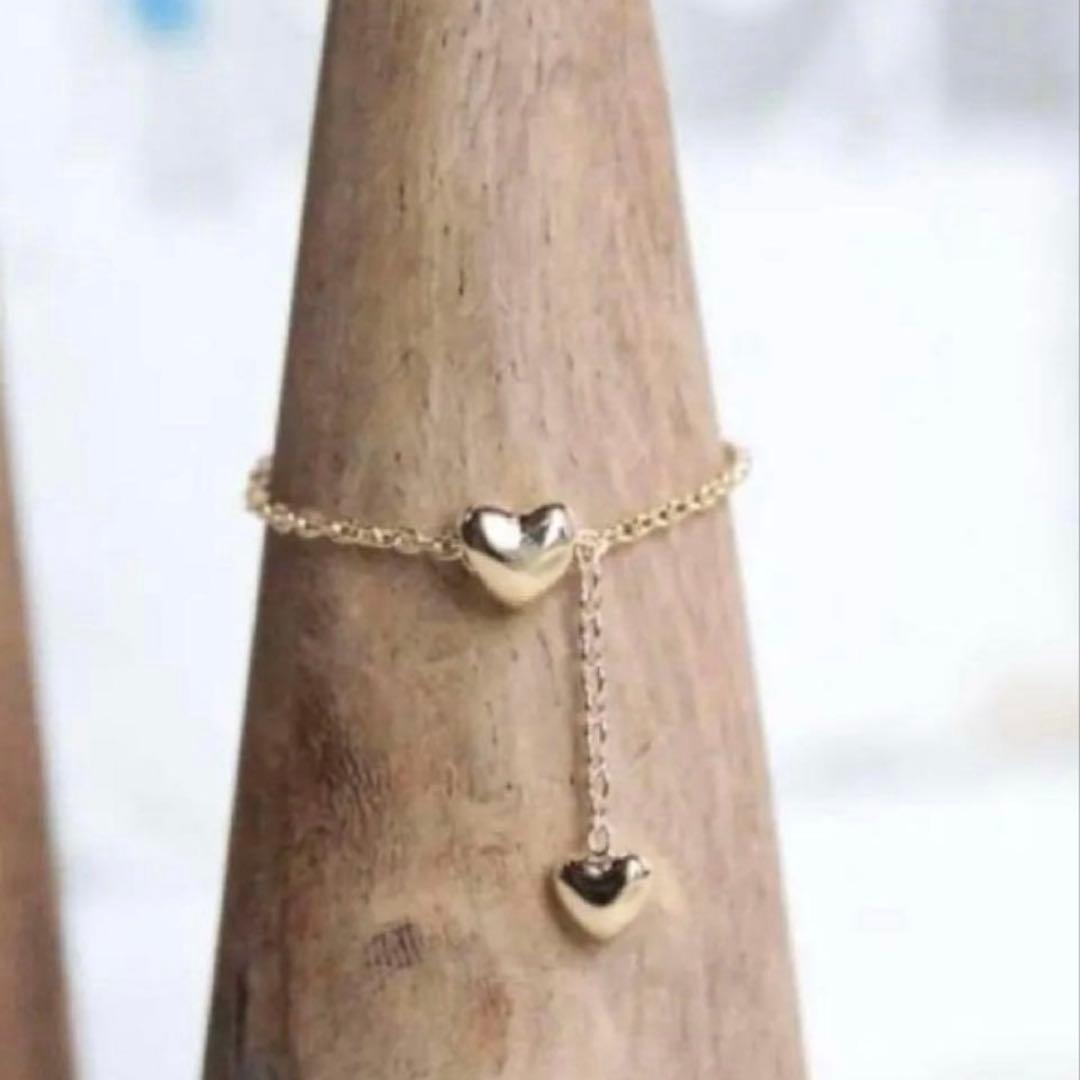 【新品未使用】CUICUI ハート チェーンリング K18YG