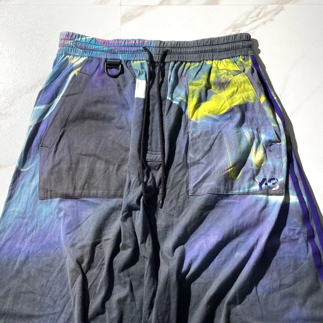 美品⭐️Y-3 サルエルパンツ 総柄 スリーストライプス ブランドロゴ Mサイズ
