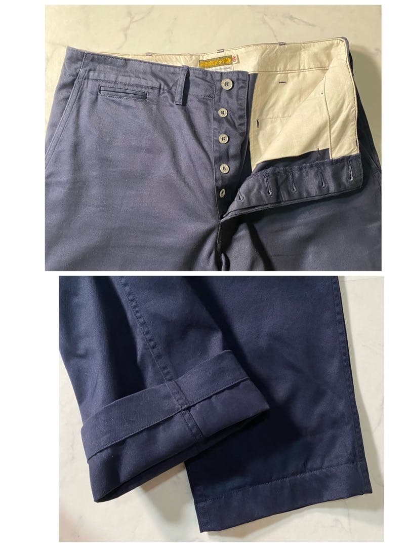 【良品】フェローズ　チノパン　41M　アーミーチノ　ボタンフライ　大きいサイズ