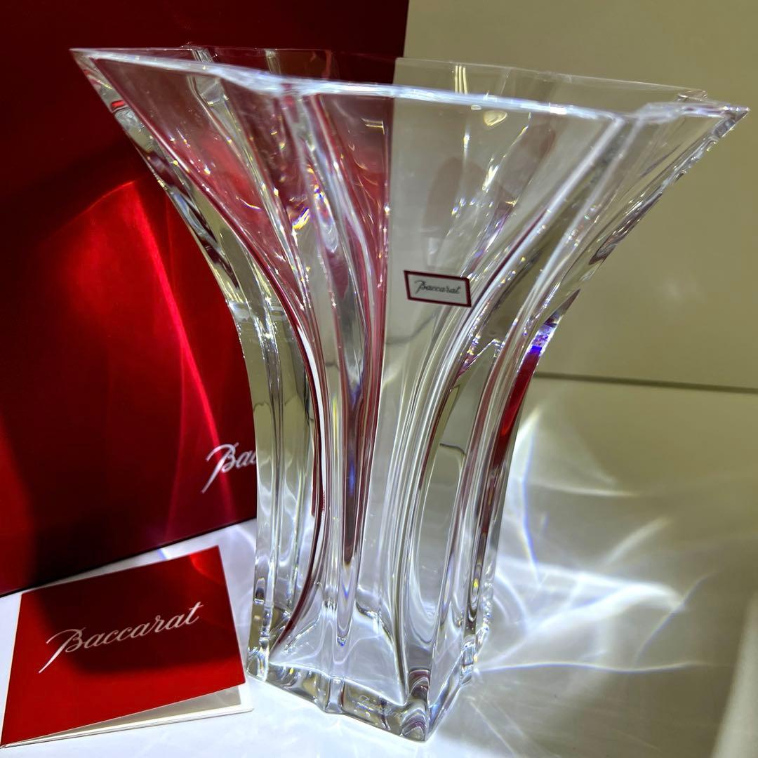 ☆洋3 バカラ　大花瓶　共箱　高さ約20㎝　東Y7-1020④