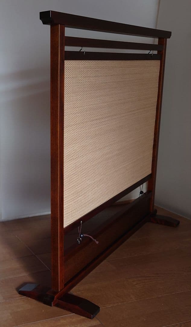 衝立　間仕切り　和風スダレ調衝立　天然竹ヒゴタペストリー調間仕切り　１台限定