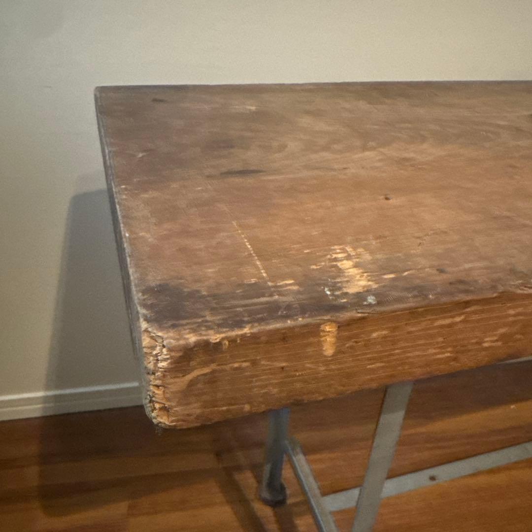 木製テーブル 金属脚付き 102cm