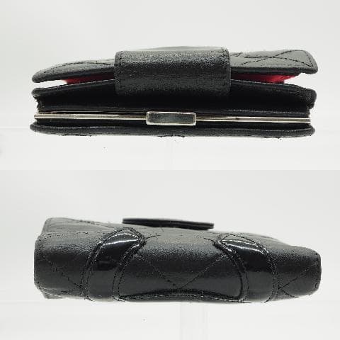 CHANEL シャネル カンボンライン コンパクト 二つ折り財布 黒×ピンク