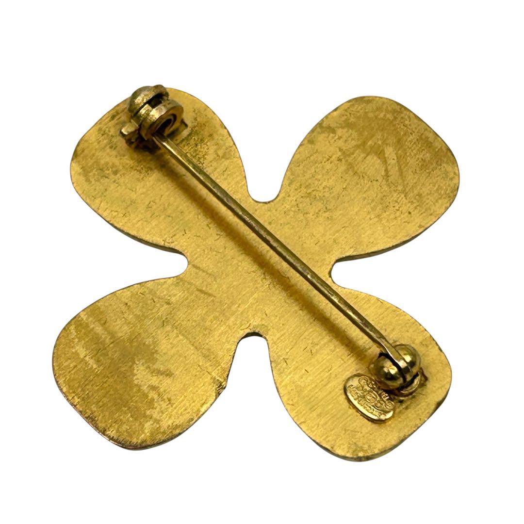 CHANEL シャネル ゴールド ココマーククローバーラインストーン ブローチ