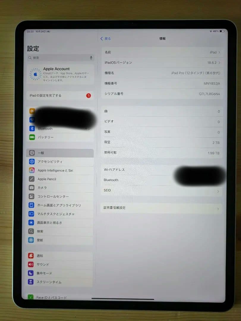 iPad Pro 12.9インチ 第6世代 2TB Wi-Fi
