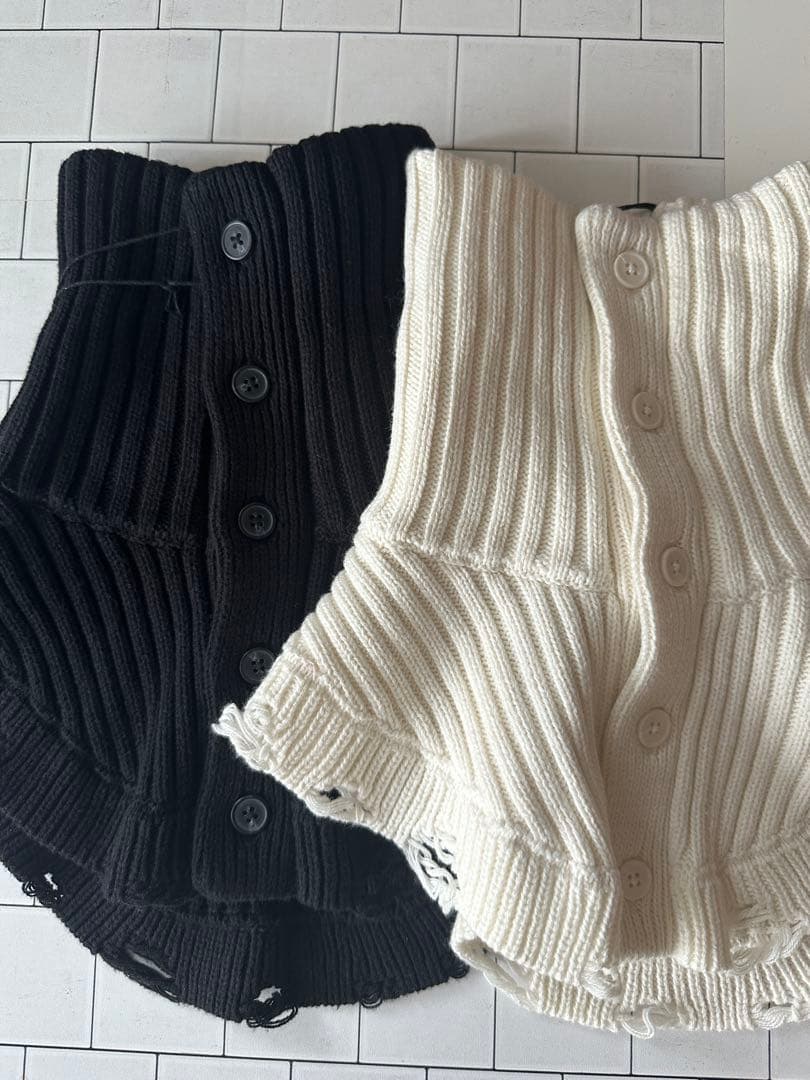 GRANCY 付け襟ネックウォーマー 2点セット ブラックホワイト