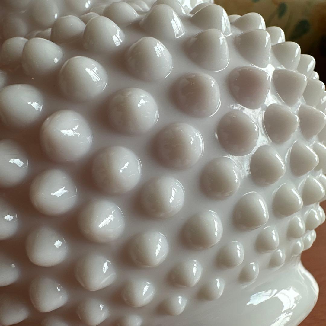 フェントン ミルクガラス ボブネイル ピーチブロウ 13×14cm 極美品