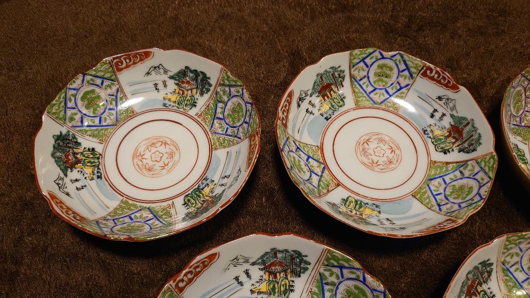 古伊万里　伊万里　なます皿　菓子皿　色絵　山水　５客