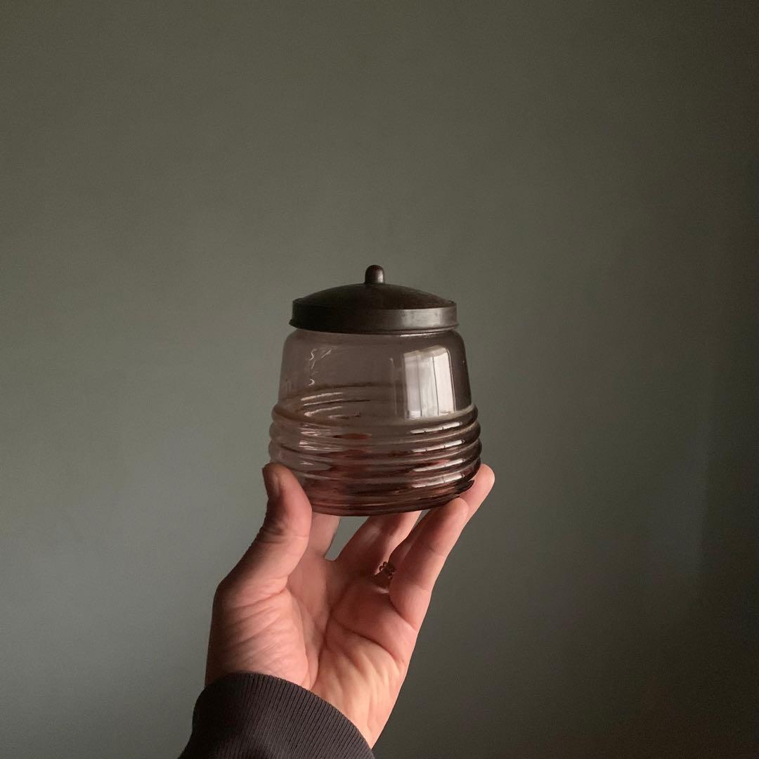 古い ガラス キャンディポット ガラス容器 古道具 アンティーク