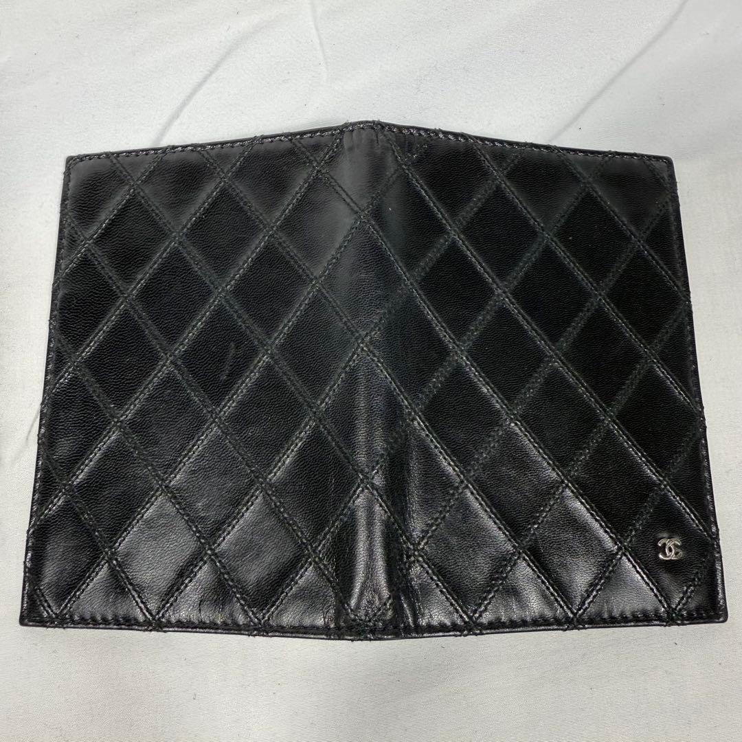 【良品】CHANEL マトラッセ レザー パスポートケース ブラック