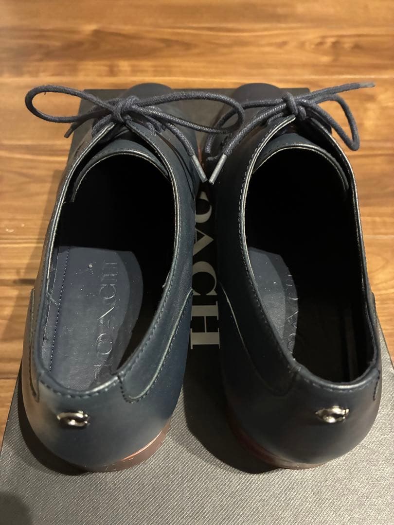 【極美品】コーチ プレーントゥ グラハムダービーシューズ 27cm ネイビー