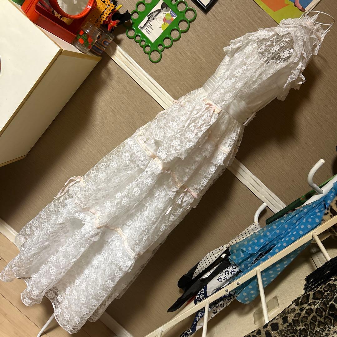 レトロ古着 総レース&リボン⋈ ドレス ヴィンテージ 古着 白