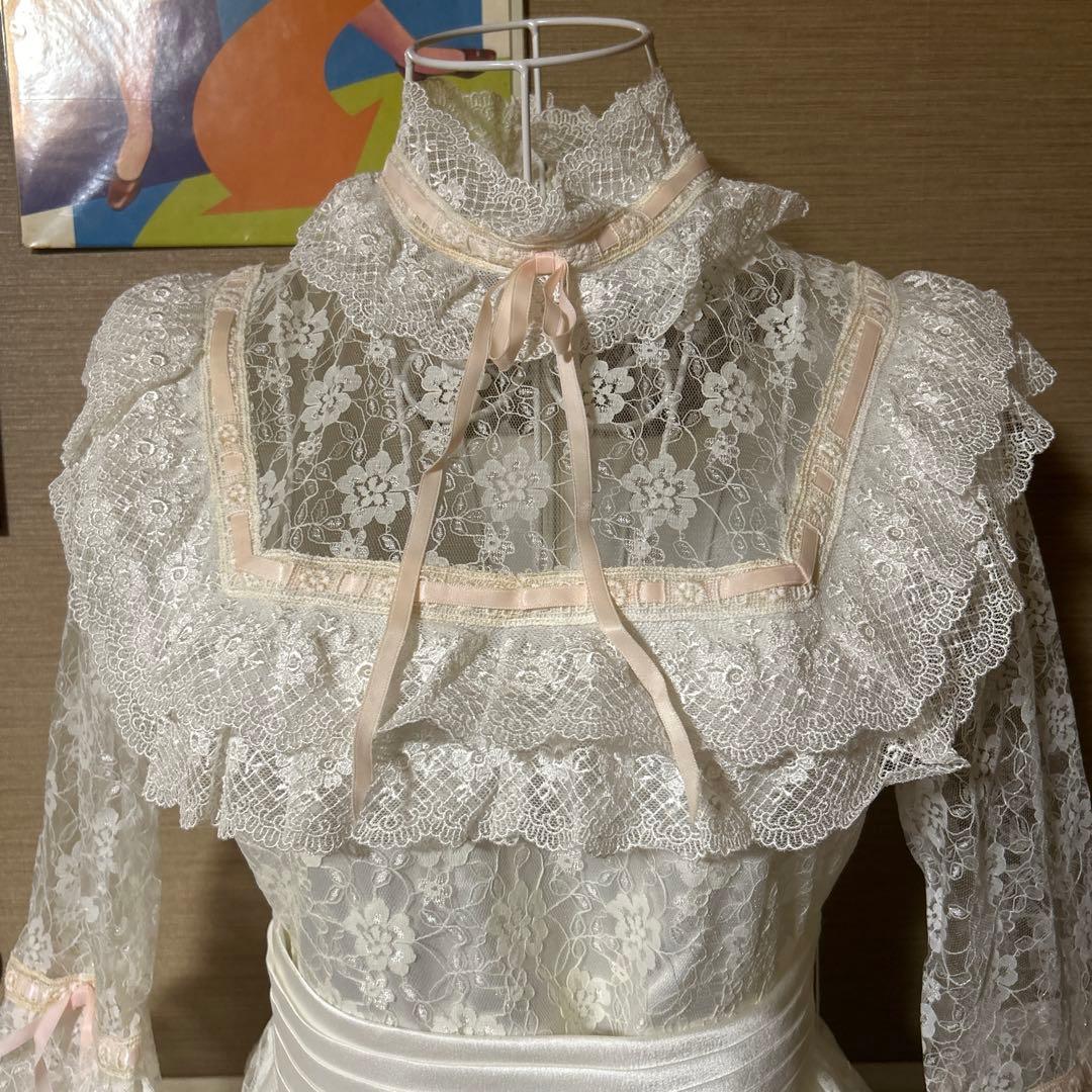 レトロ古着 総レース&リボン⋈ ドレス ヴィンテージ 古着 白