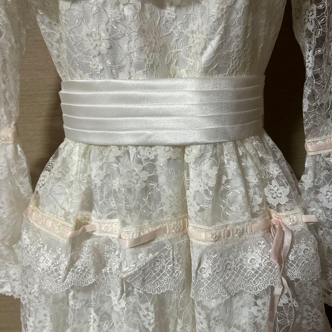 レトロ古着 総レース&リボン⋈ ドレス ヴィンテージ 古着 白