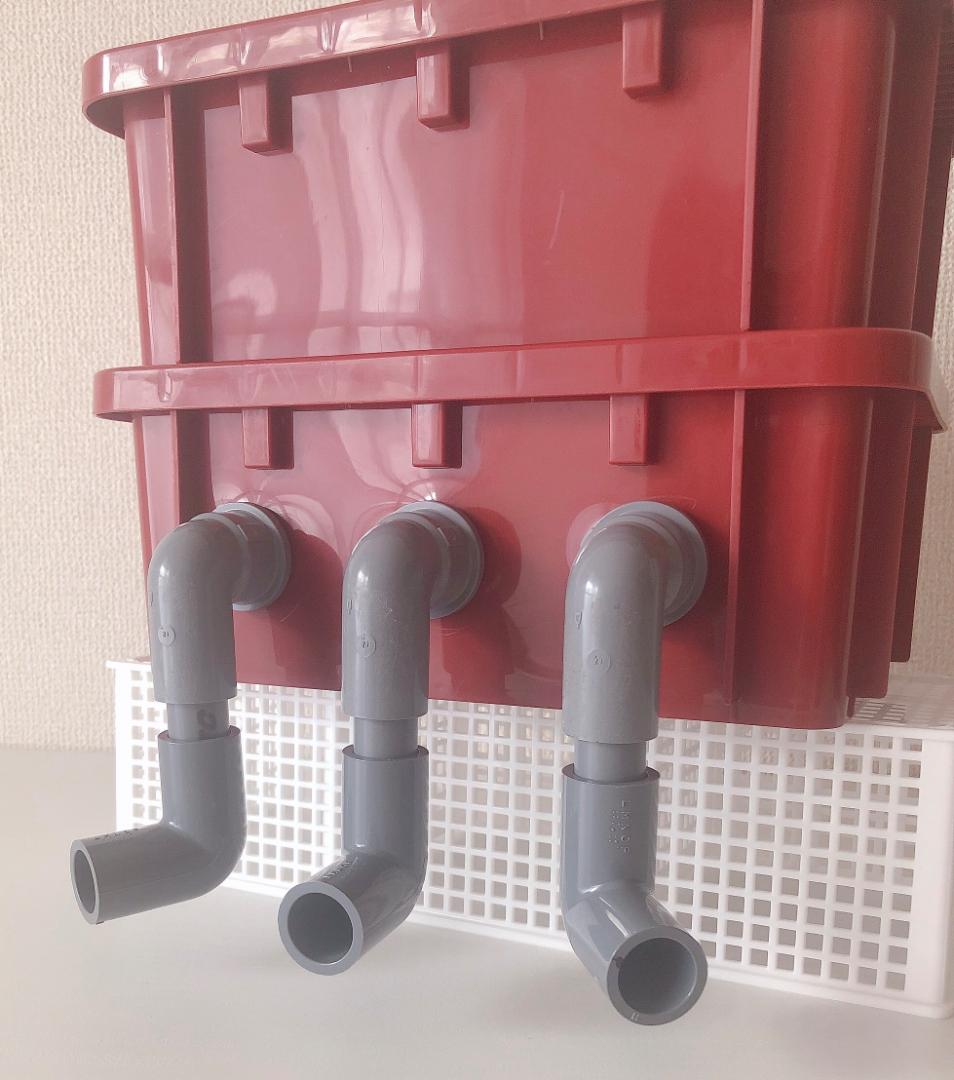 ワインレッドの オシャレな ３段濾過槽 タワータイプ 　浮遊物キャッチャー付き