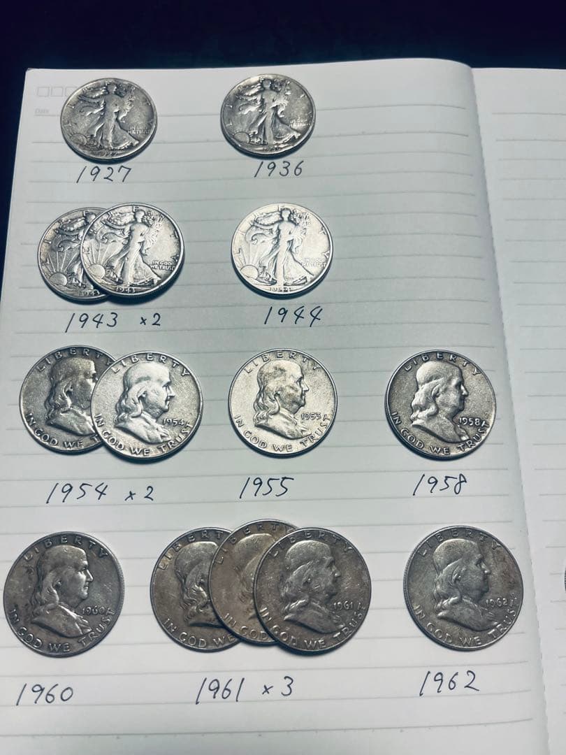 【即日発送】米国50セント銀貨 セット 1927〜1965