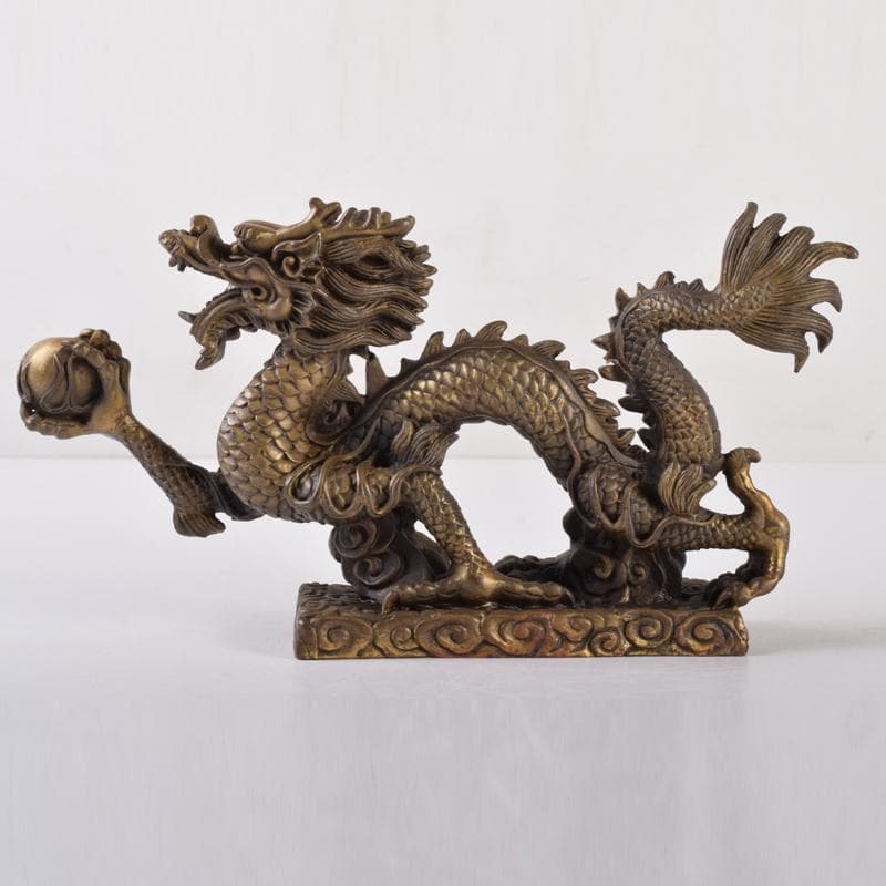 中国　古銅鍍金　龍　置物　重さ約2㎏　V　7063