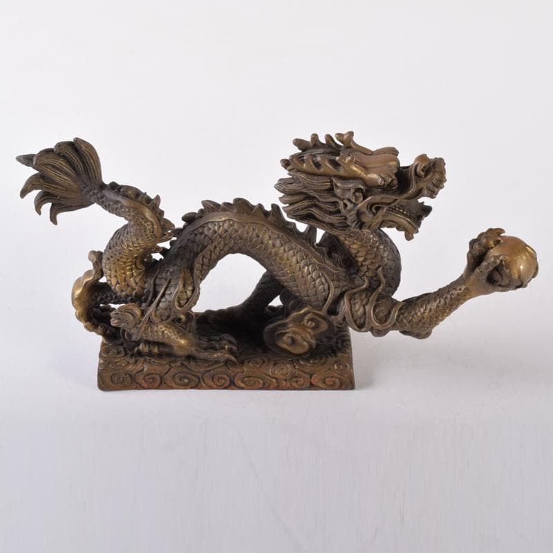 中国　古銅鍍金　龍　置物　重さ約2㎏　V　7063