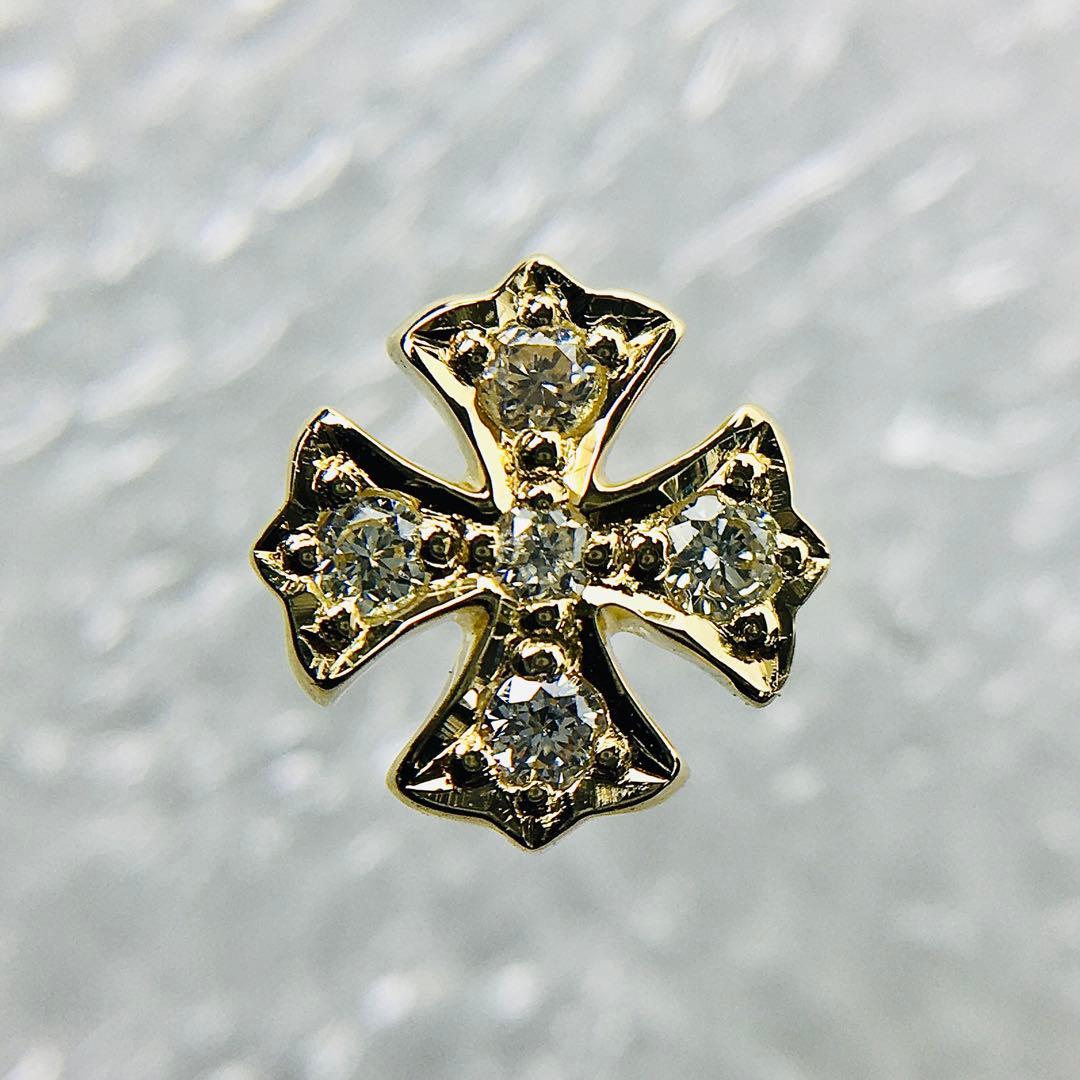 K18YG ダイヤクロス スタッドピアス イエローゴールド 18金