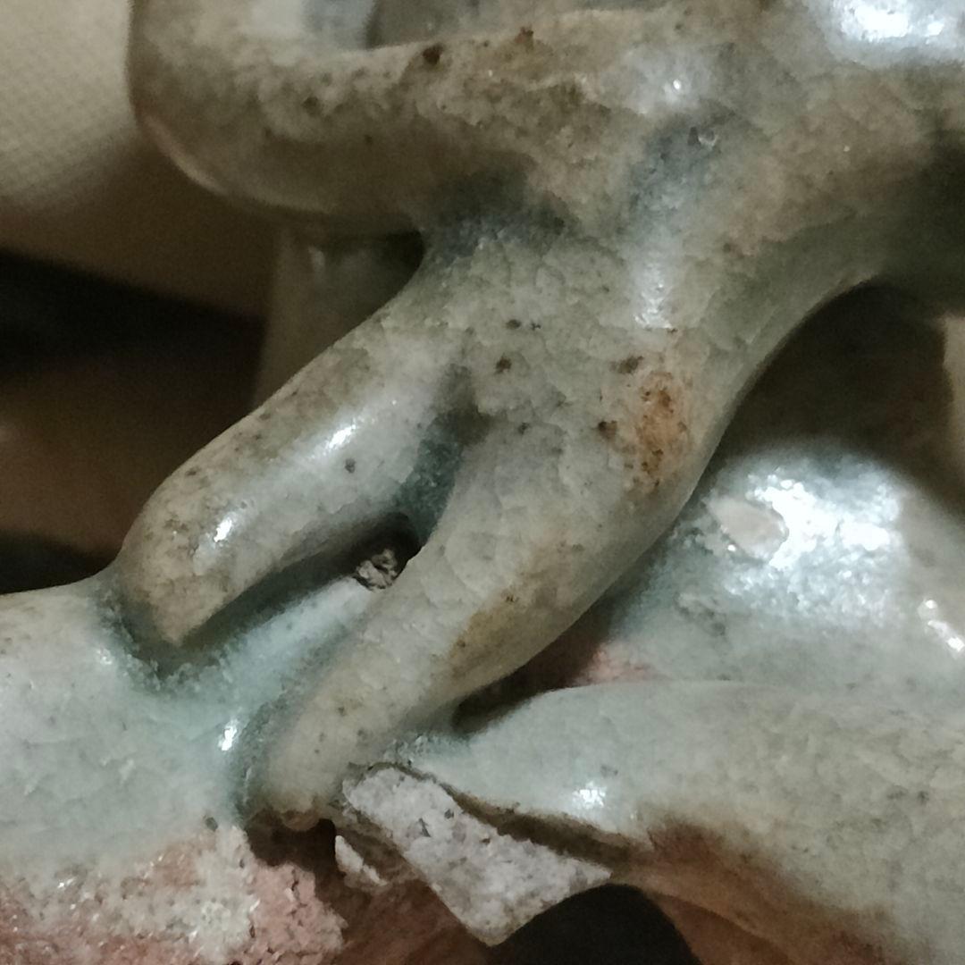 スンコロク　宋胡録人形　タイ国　骨董アンティーク　母子像　時代物