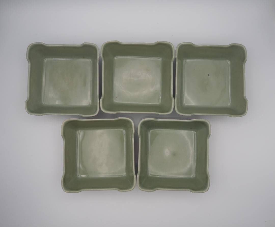 帝室技芸員 三代清風与平作 青磁 向付 5客 共箱