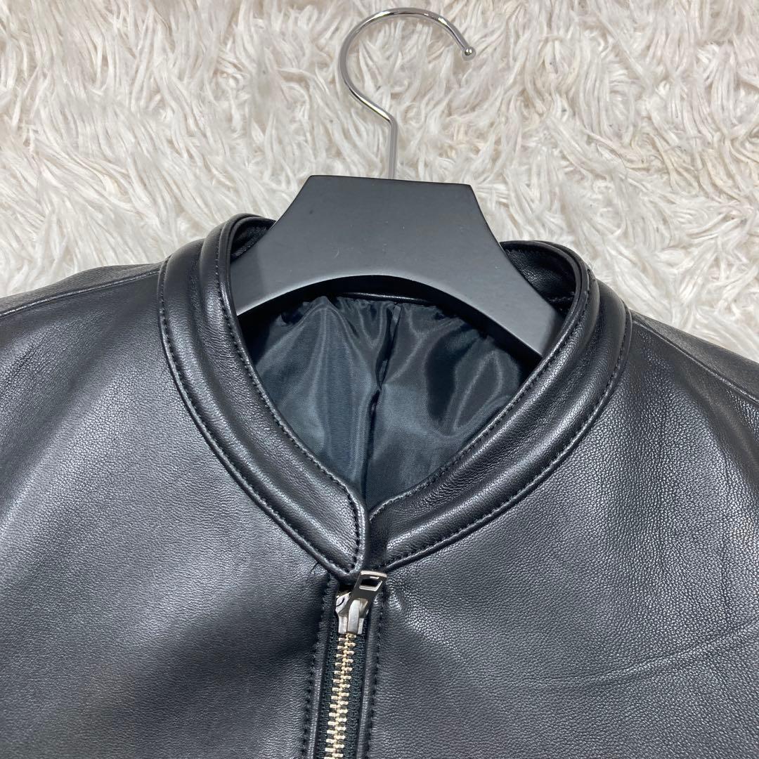 極美品 リドム ライダースジャケット シングル シープスキン 希少Lサイズ 黒