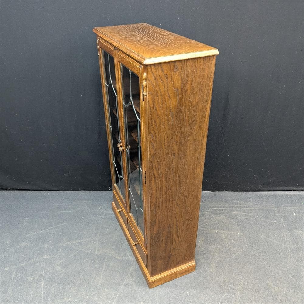 美品　三越家具　ブルージュ　キャビネット　飾り棚　本棚　食器棚　ステンドグラス