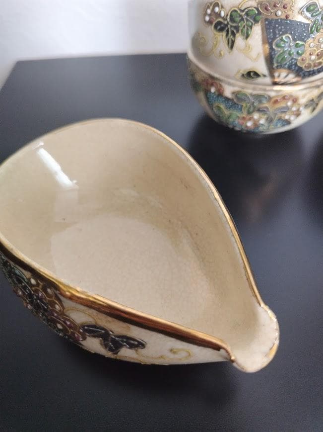 年代物　古清水　清水焼　湯呑　湯冷まし　急須茶器3点セット　陶器製　焼物