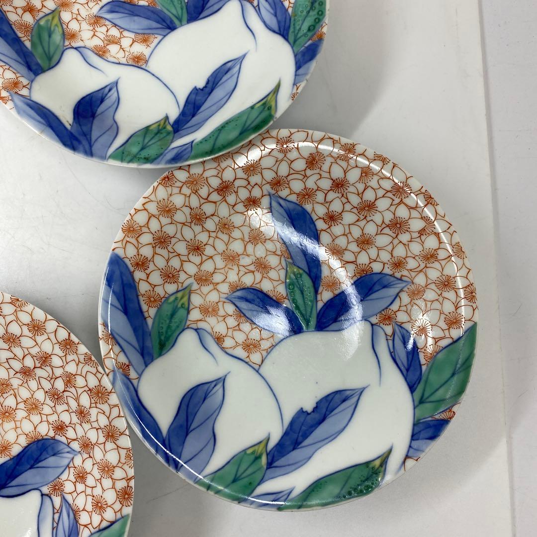 時代　色鍋島　中皿5枚　直径15.5㎝　木箱付　東さ7-0323①