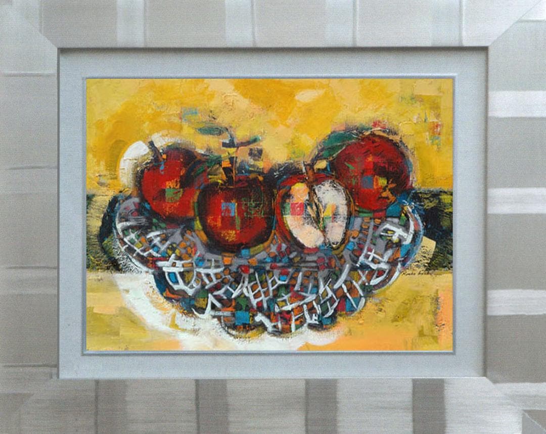 油絵 菅家令子 絵 絵画 インテリア 額付(白) uF6-060110 果物