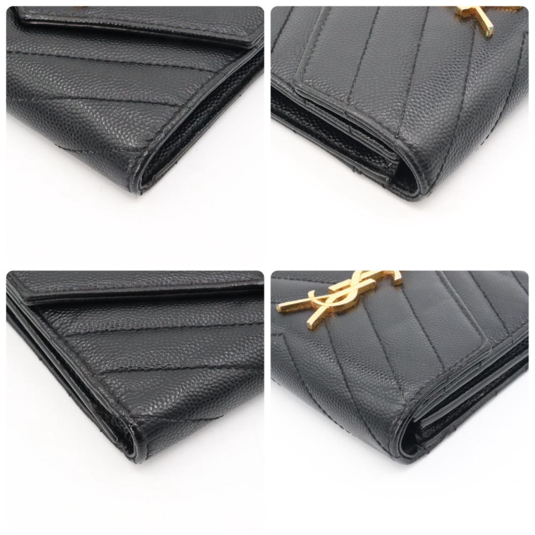 美品　サンローランパリ　YSL Vステッチ　折り財布　ブラック