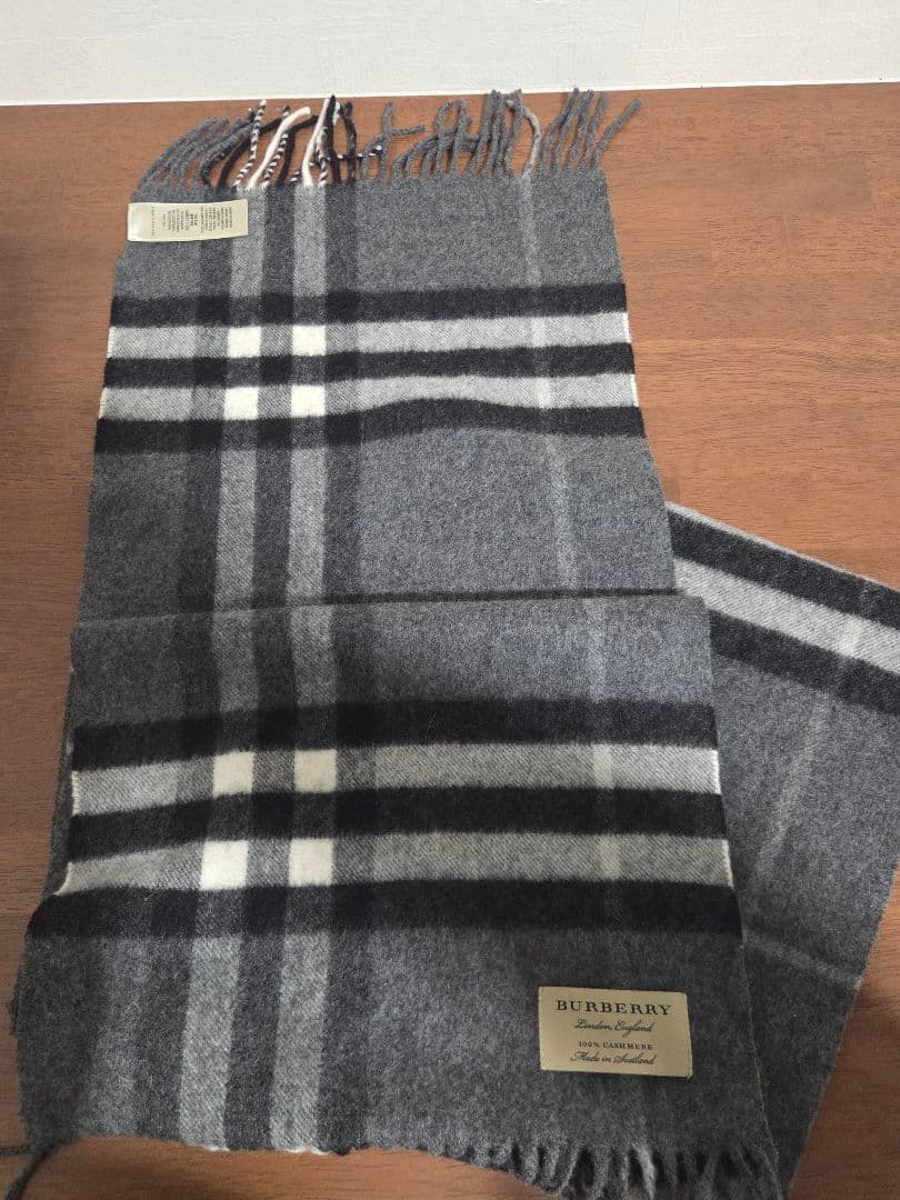 BURBERRY カシミヤ マフラー グレー系 168cm