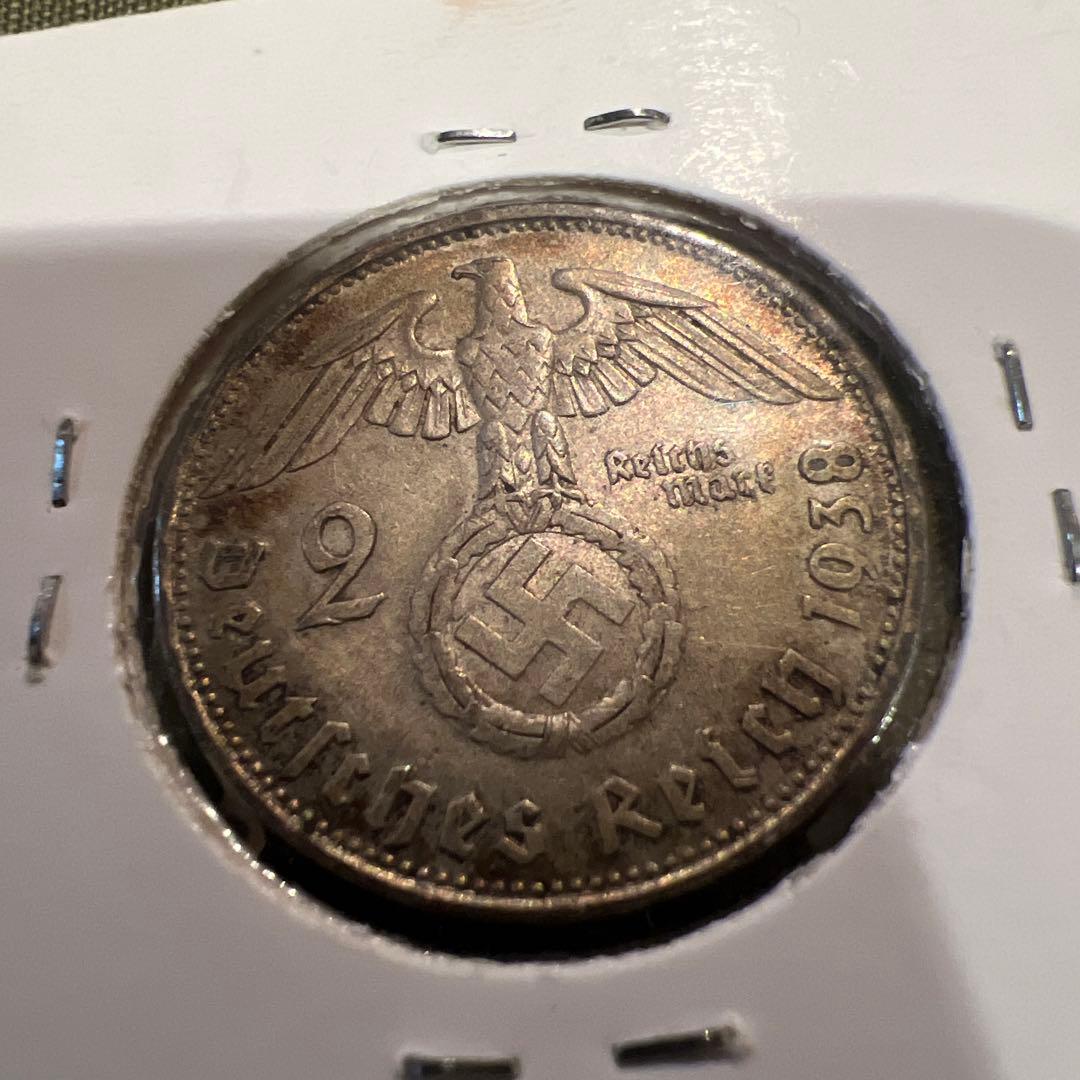 本物保証第二次世界大戦中ドイツ第三帝国廃盤純銀1938 年アンティーク貴重