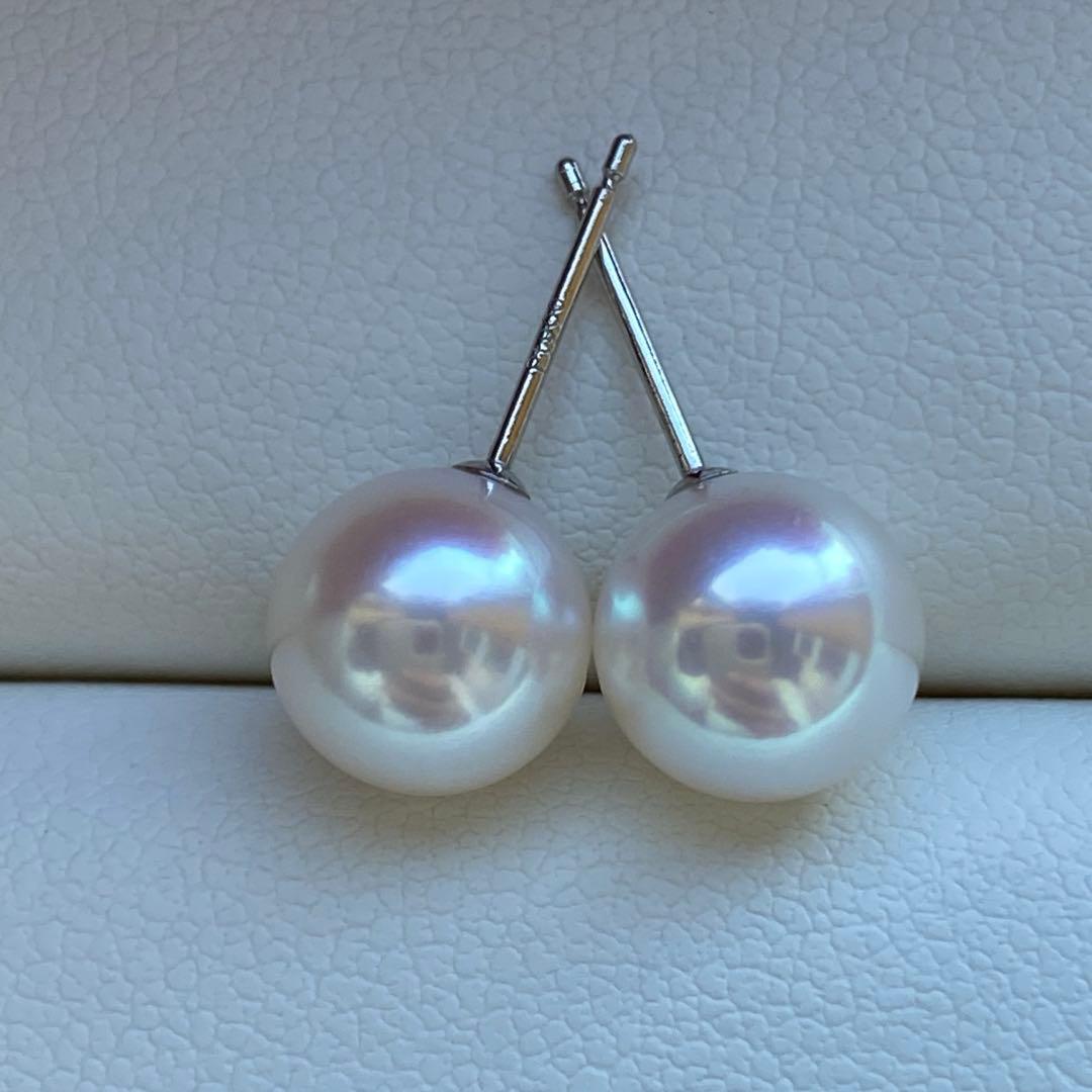 1943 美品❣️天女級のテリ❣️pt900❣️あこや真珠8mm ピアス　Aly手作