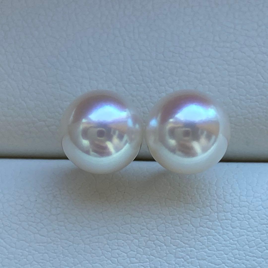 1943 美品❣️天女級のテリ❣️pt900❣️あこや真珠8mm ピアス　Aly手作