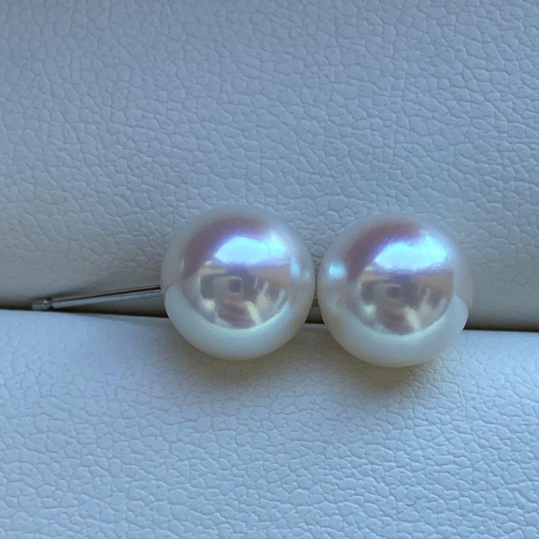 1943 美品❣️天女級のテリ❣️pt900❣️あこや真珠8mm ピアス　Aly手作