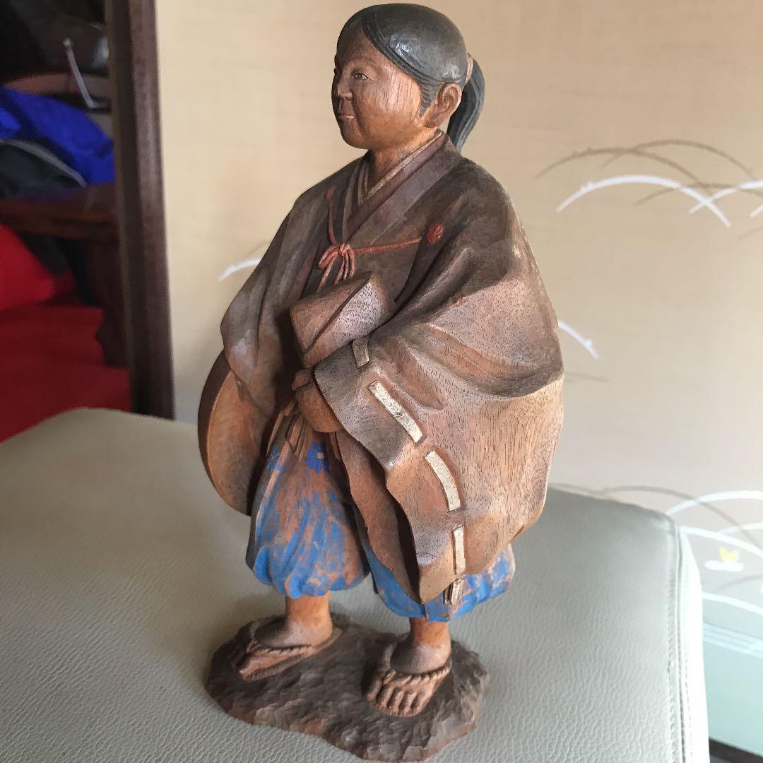 値下げ　木彫　小楠公御学行時像　楠正成像作者読めません