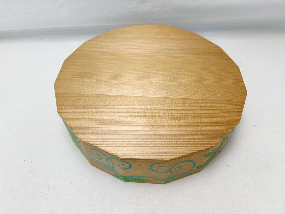 茶道具 玄々斎好写 杉折曲 松唐草絵炭斗 杉折曲十六角 炭取 炭箱 元箱