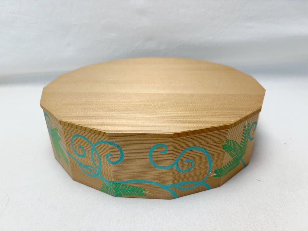 茶道具 玄々斎好写 杉折曲 松唐草絵炭斗 杉折曲十六角 炭取 炭箱 元箱