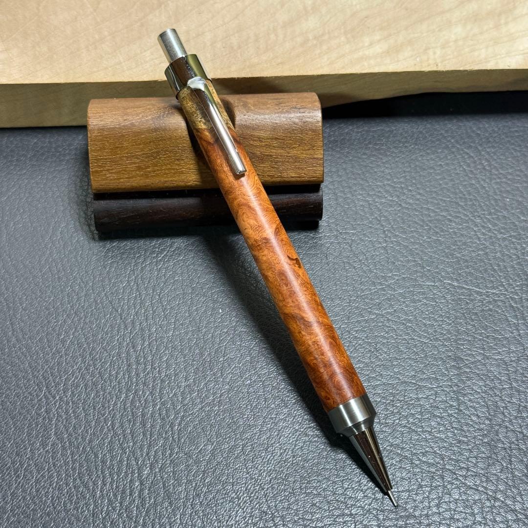 120花梨瘤　木製シャーペン　強低重心R ステンレス