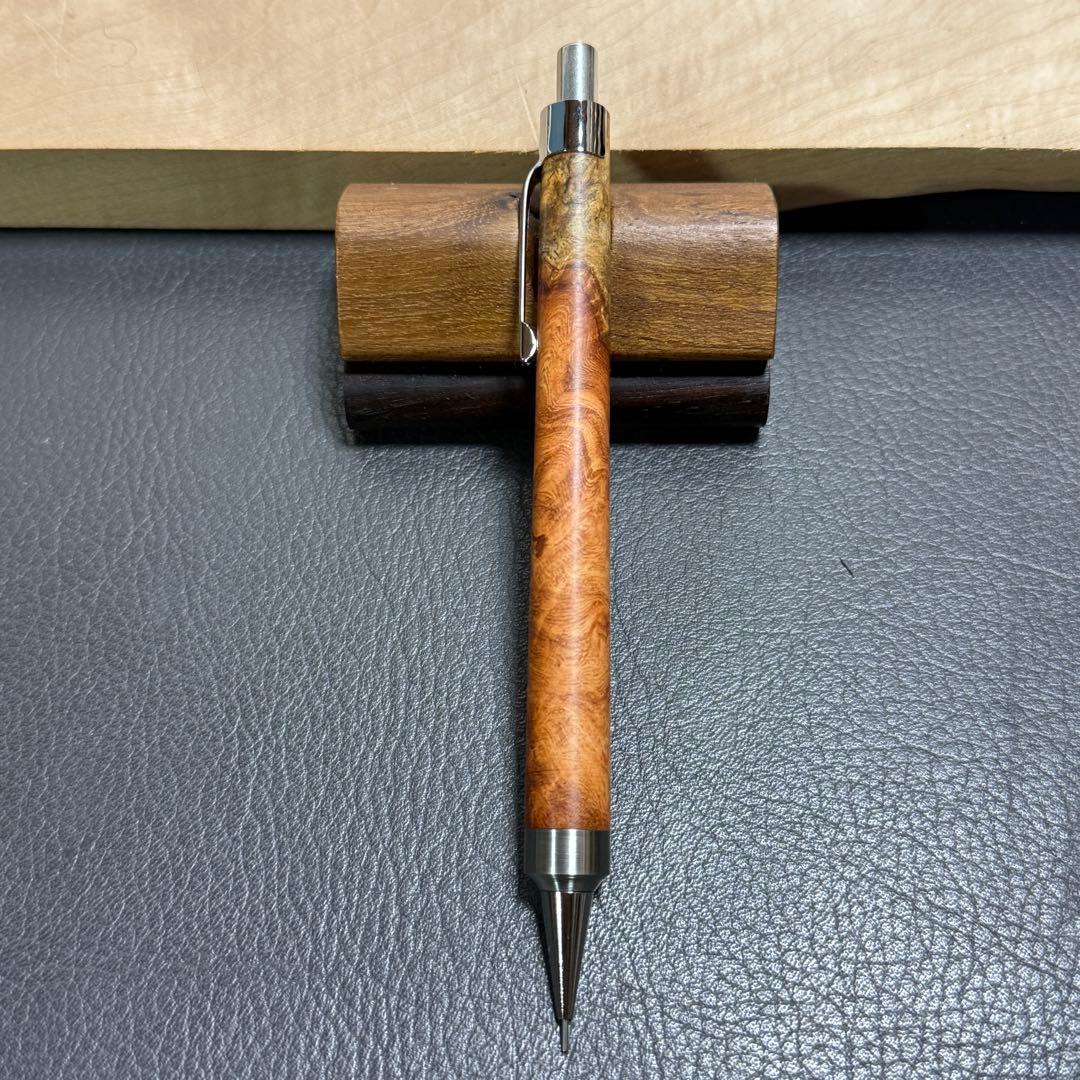 120花梨瘤　木製シャーペン　強低重心R ステンレス