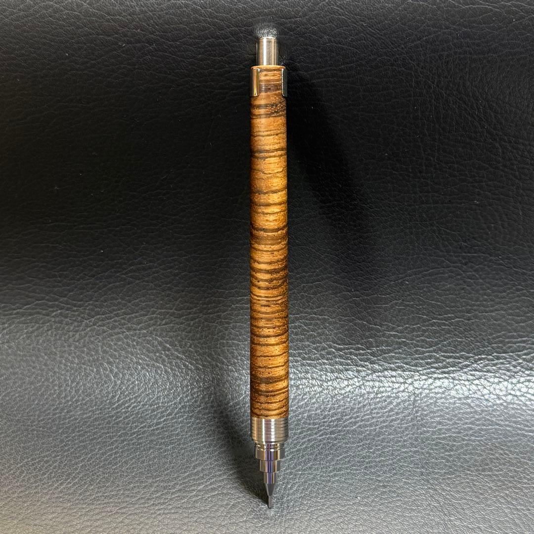 210ゼブラウッド横目スタビ　木製シャーペン　超低重心(溝付き) ステンレス