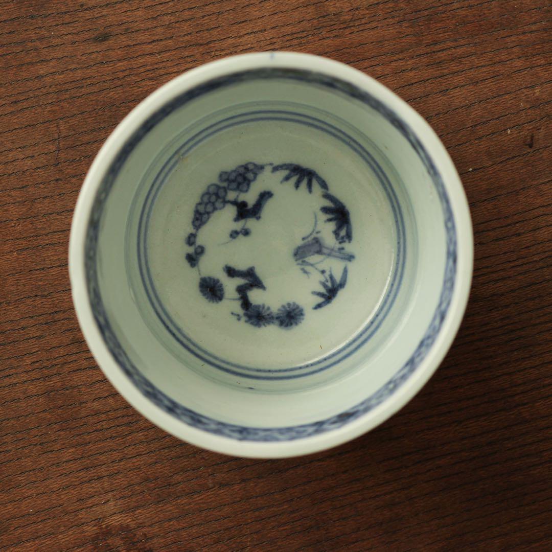 伊万里　古伊万里　江戸　後期　幕末　蕎麦猪口　総柄　蛸唐草　蛇の目　高台