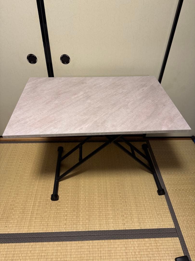 武田コーポレーション製　大理石柄　ガス圧式昇降テーブル　60×90