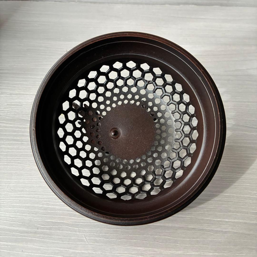 香炉　高岡銅器 彫金　佐野宏采　華鶴　亀　透かし蓋　茶道具　香道具